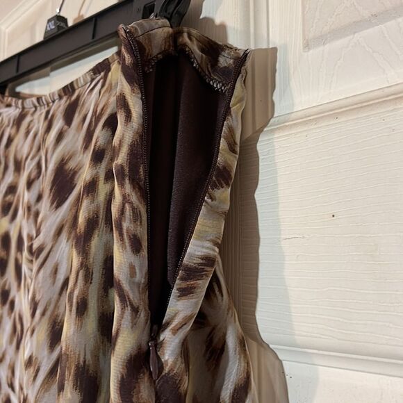 Scarlett Cheetah Leopard Animal Print Flared Skirt With Layering Strips 9 10 - Picture 8 of 16